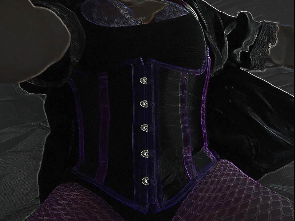 22P New Purple Corset and fishnets