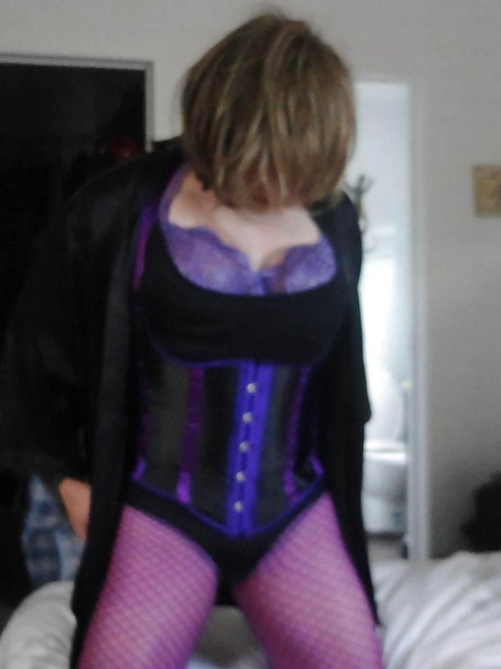 22P New Purple Corset and fishnets
