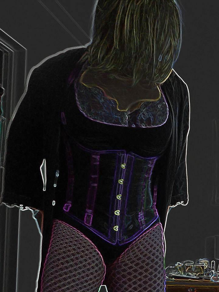 22P New Purple Corset and fishnets