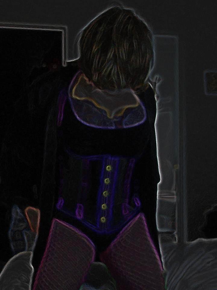 22P New Purple Corset and fishnets