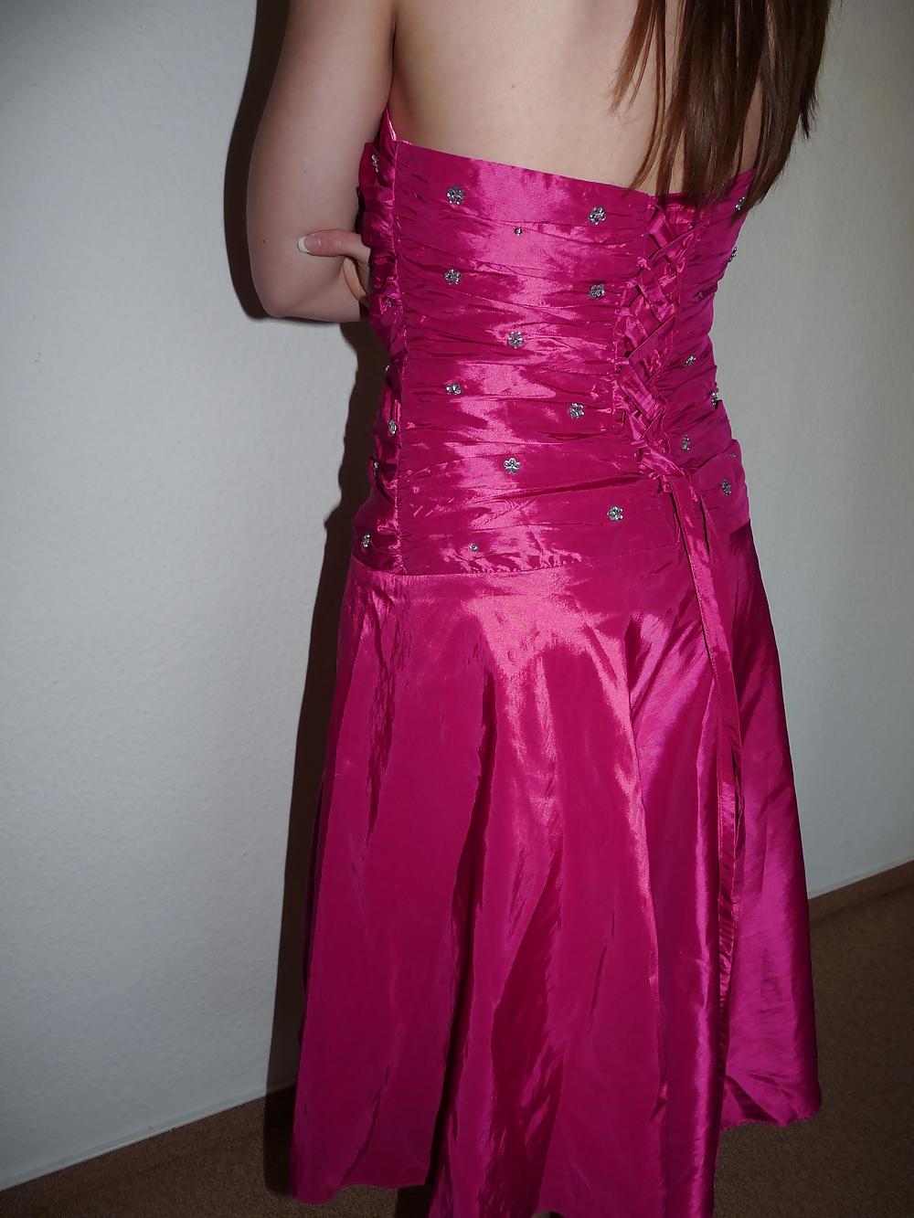 5P Wifes pink silk satin shiny barbie dress