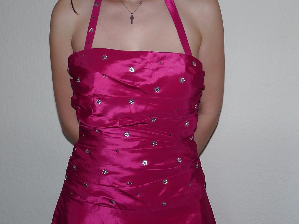 5P Wifes pink silk satin shiny barbie dress