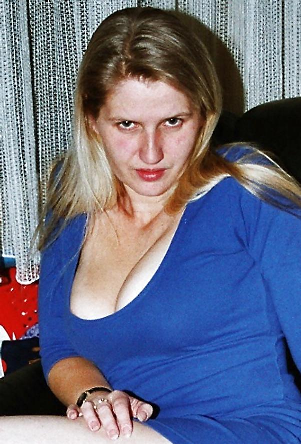 15P SAG - Wife's Boobs Deep Cleavage Blue Dress & Pink Pumps 12