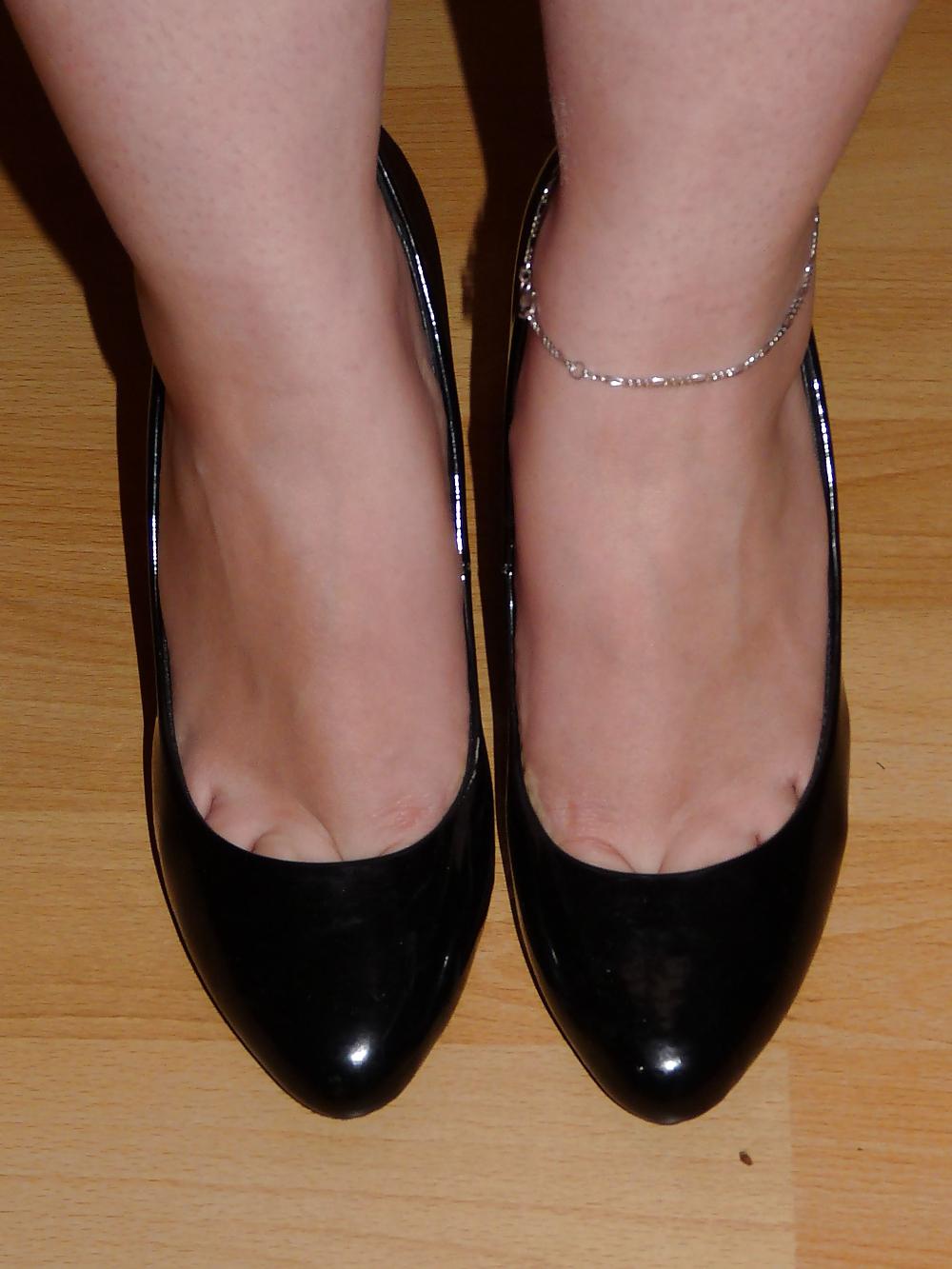 21P Wifes red black blue patent lack heels toes