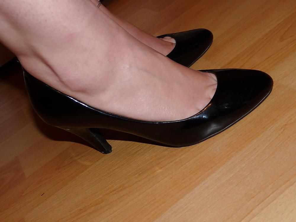 21P Wifes red black blue patent lack heels toes