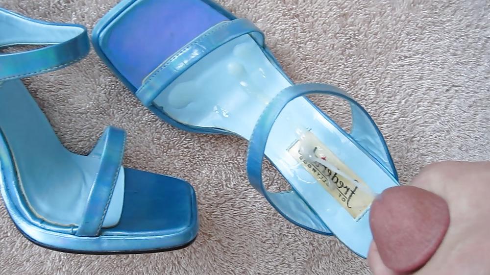25P Blue Fredericks Heels Cummed Again