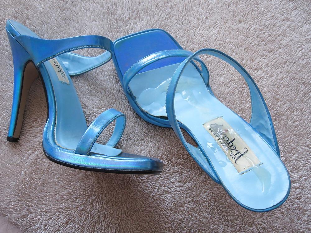 25P Blue Fredericks Heels Cummed Again