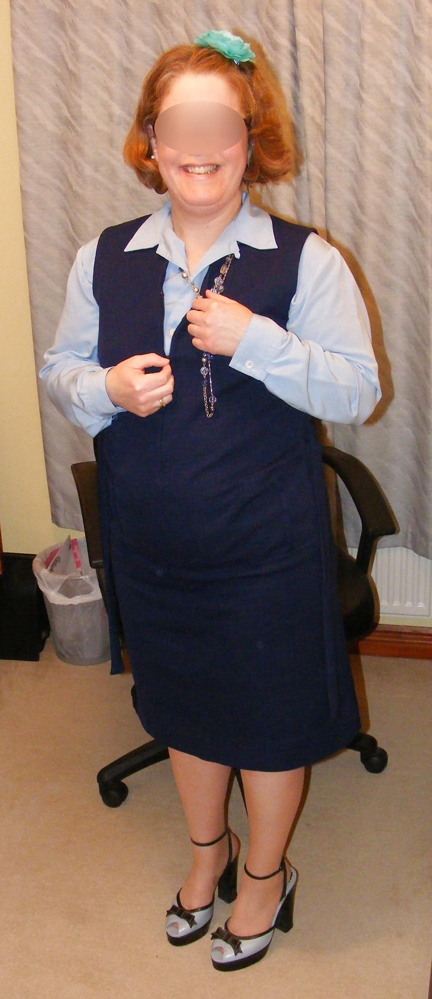 25P Slutty secretary in blue dress