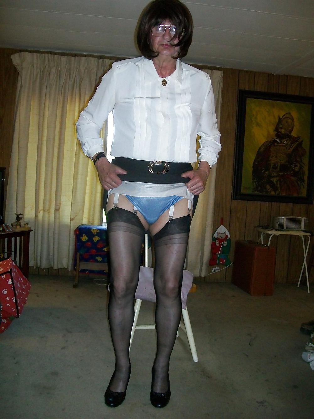23P Black Skirt, Hoisery & Blue Panties