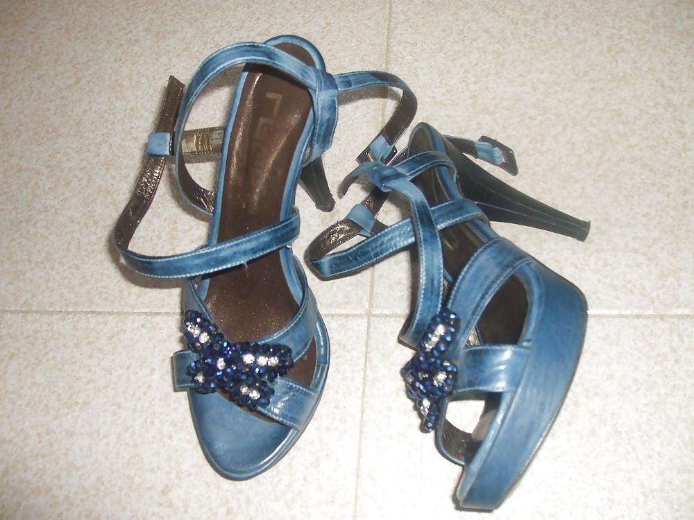 14P Blue and red sandals with my cock