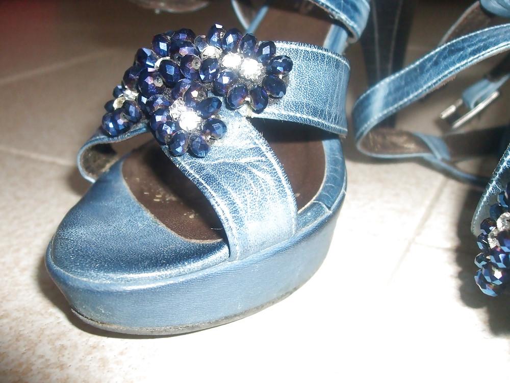 14P Blue and red sandals with my cock