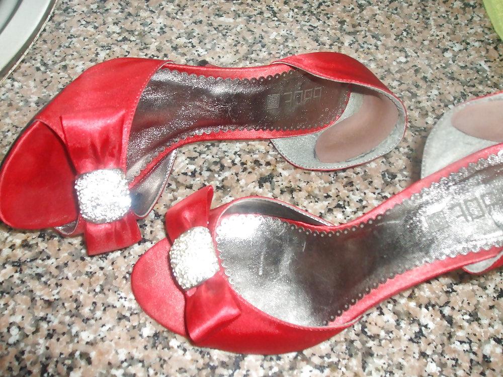 14P Blue and red sandals with my cock