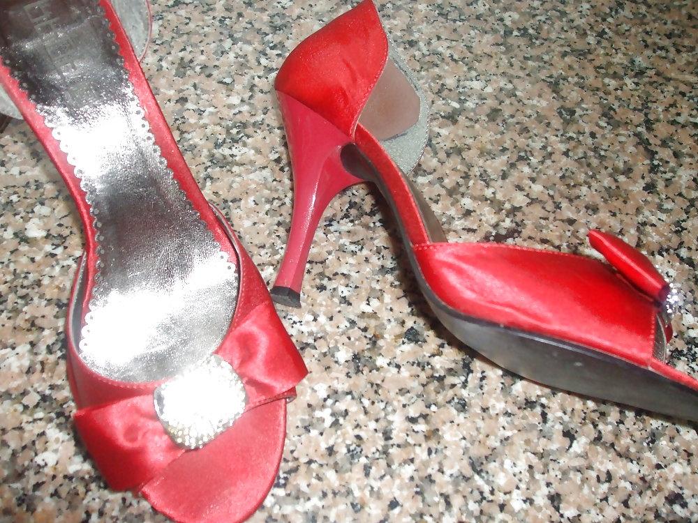 14P Blue and red sandals with my cock