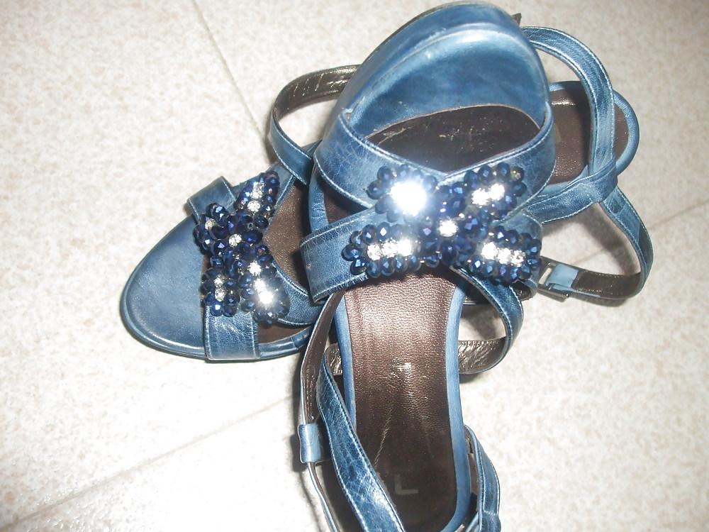 14P Blue and red sandals with my cock