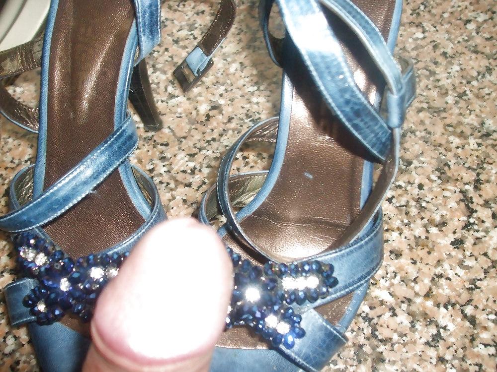 14P Blue and red sandals with my cock