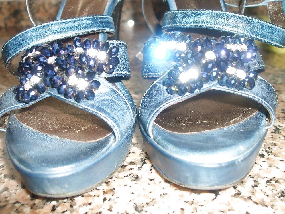 14P Blue and red sandals with my cock