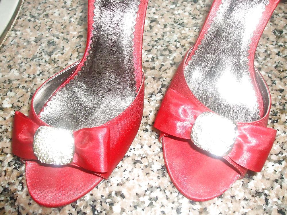 14P Blue and red sandals with my cock