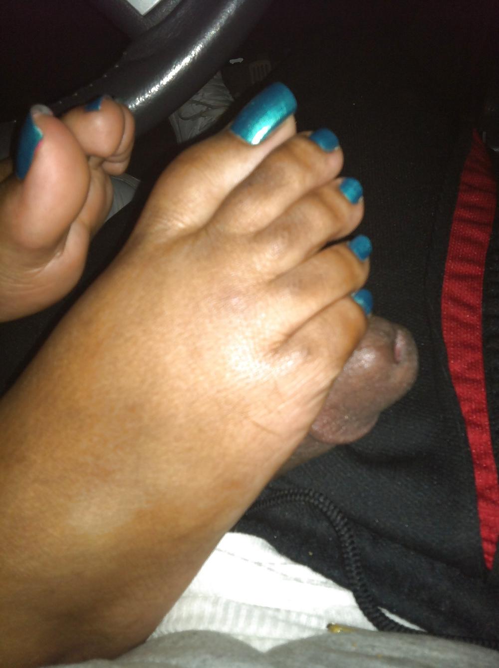 12P Teal Blue Car Footjob