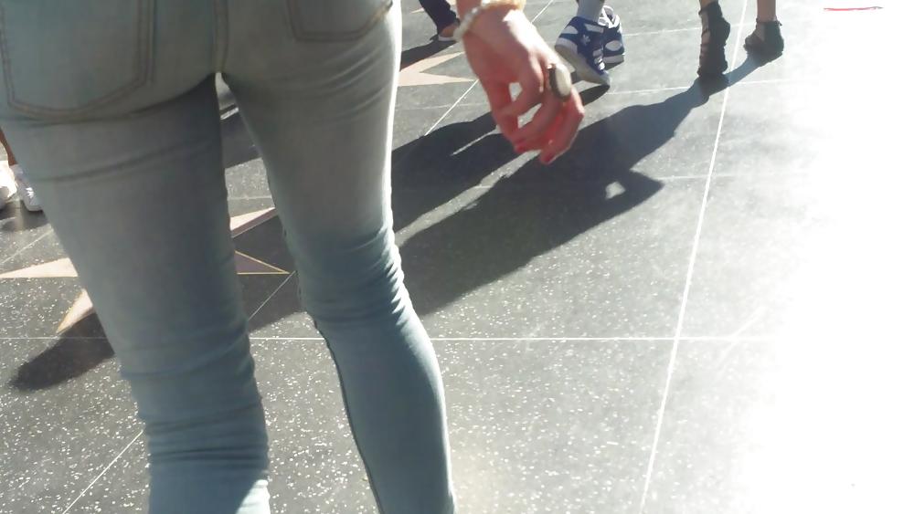 25P Sexy smooth teen ass & butt in blue jeans