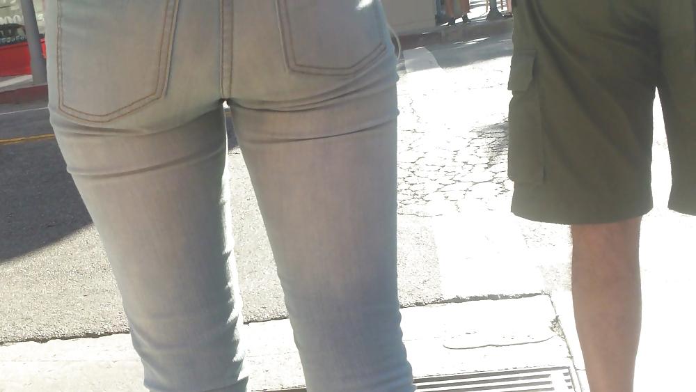 25P Sexy smooth teen ass & butt in blue jeans