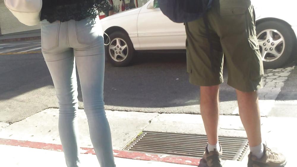25P Sexy smooth teen ass & butt in blue jeans