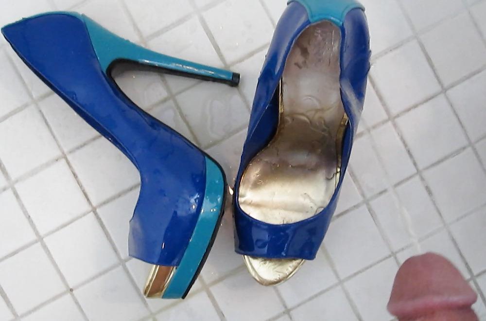 25P Blue Mossimo High Heel Peep Toe Shoes Cummed #2