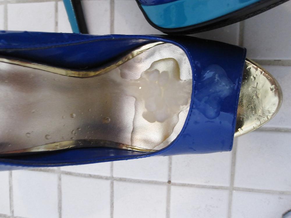 25P Blue Mossimo High Heel Peep Toe Shoes Cummed #2