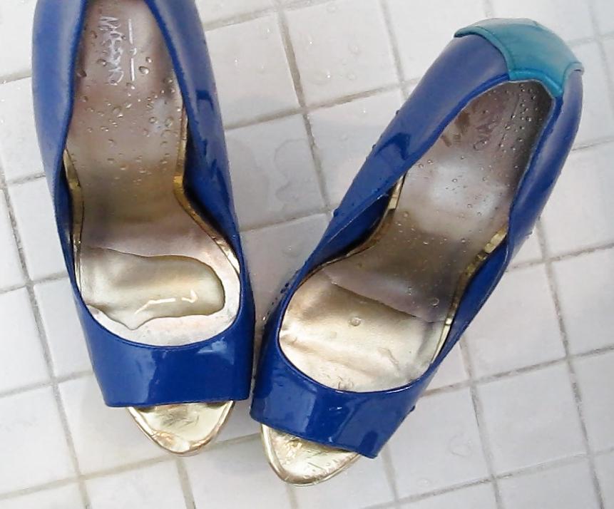 25P Blue Mossimo High Heel Peep Toe Shoes Cummed #2