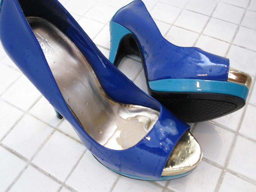25P Blue Mossimo High Heel Peep Toe Shoes Cummed #2