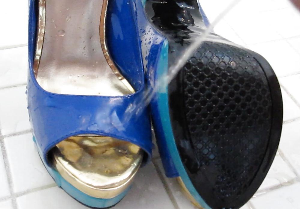 25P Blue Mossimo High Heel Peep Toe Shoes Cummed #2