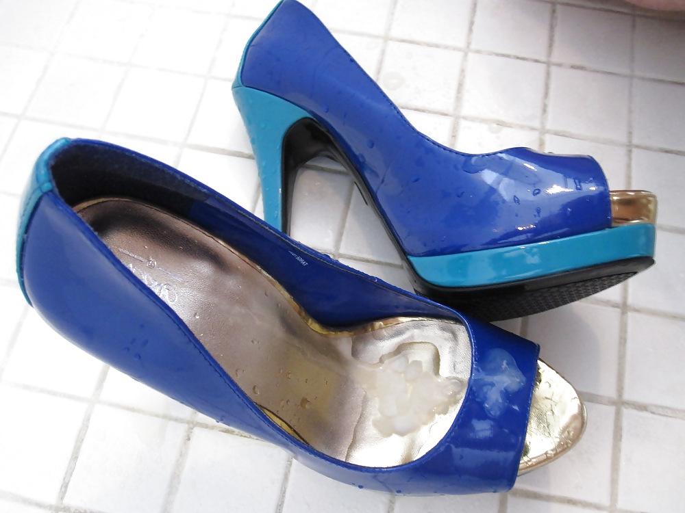 25P Blue Mossimo High Heel Peep Toe Shoes Cummed #2