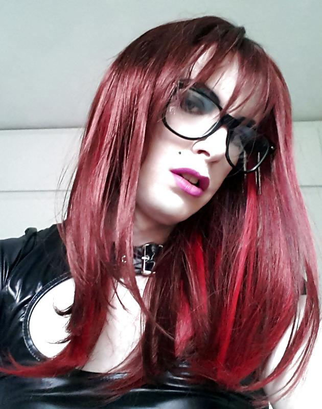 23P Tranny Pretty Kitty - slutty wet look dress