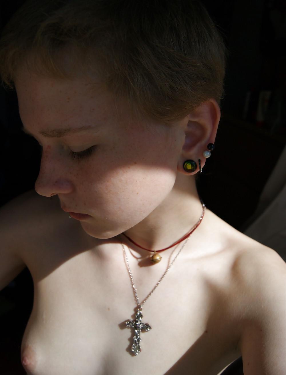 25P Emo Teen Showing Off Her Little Tits And Petite Body