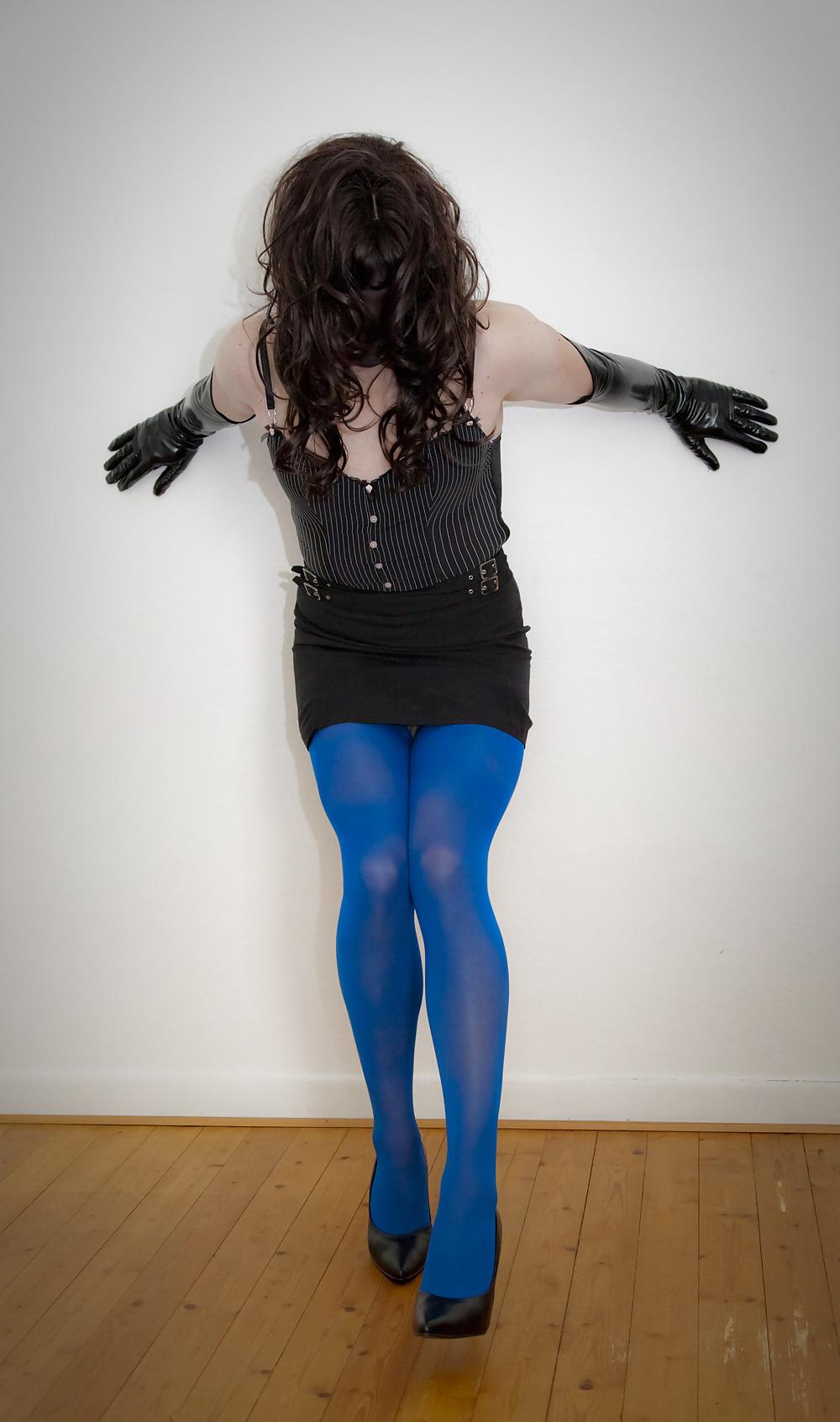 5P Blue Stockings showing my pussy