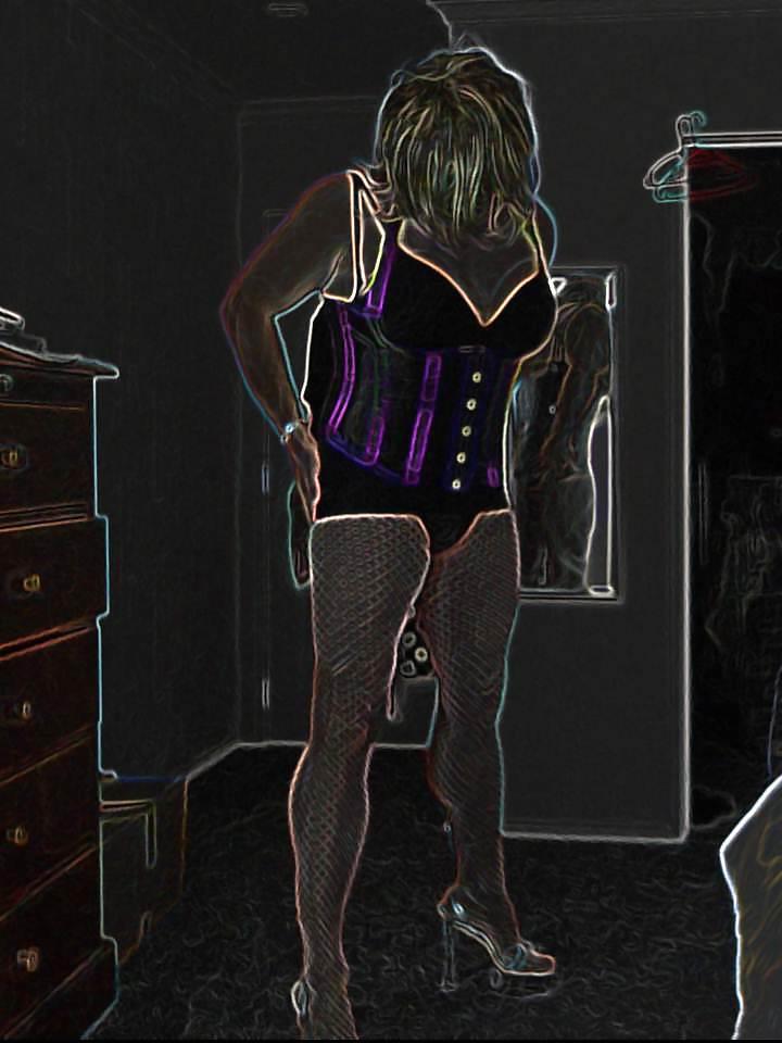 17P New Purple Corset and fishnets