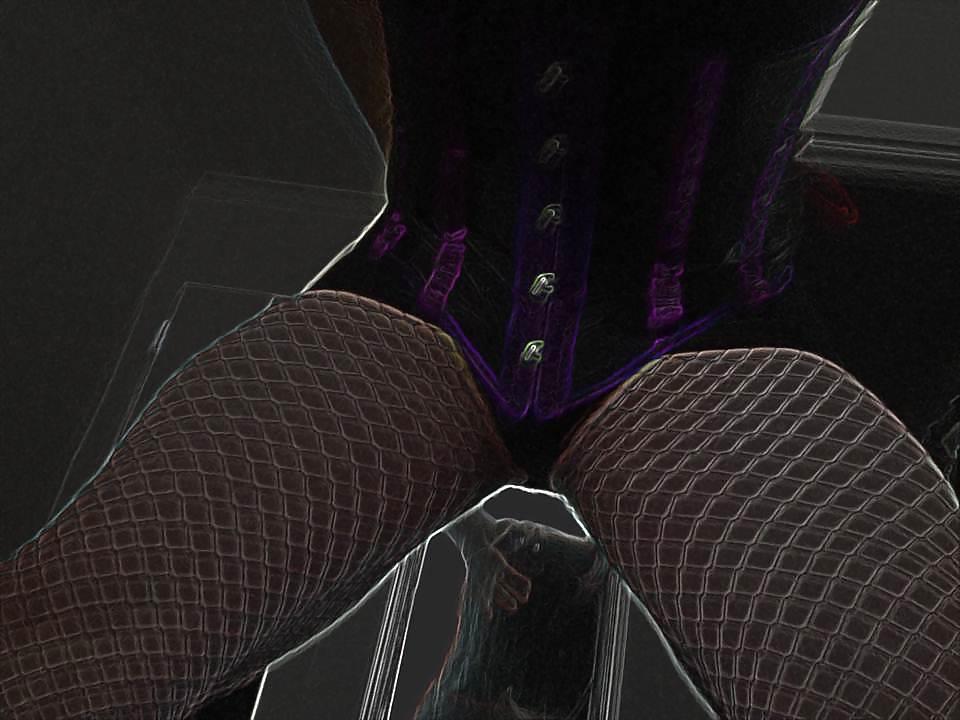 17P New Purple Corset and fishnets