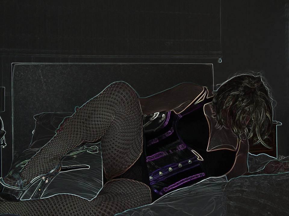 17P New Purple Corset and fishnets