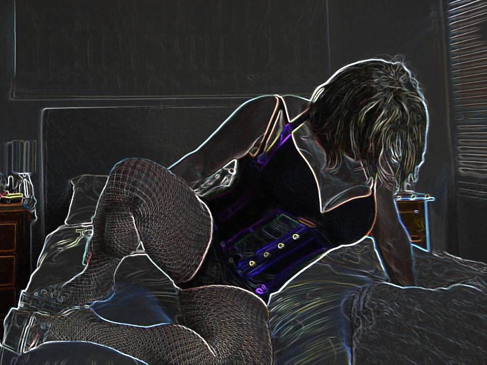 17P New Purple Corset and fishnets
