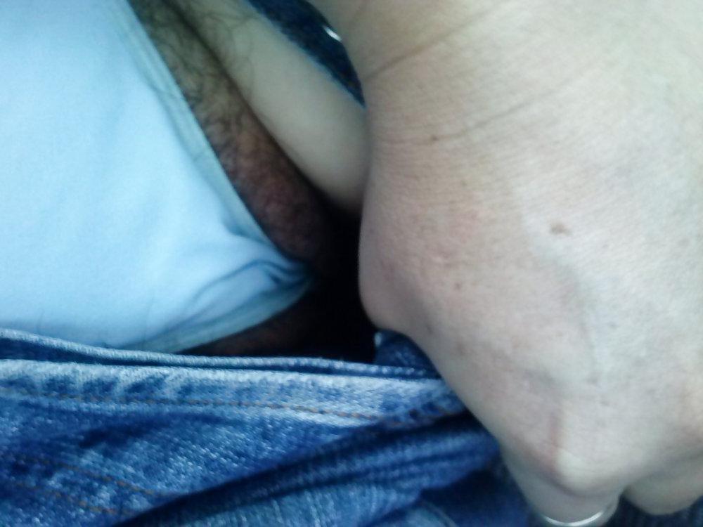 7P Closeup hairy pussy in a blue panty