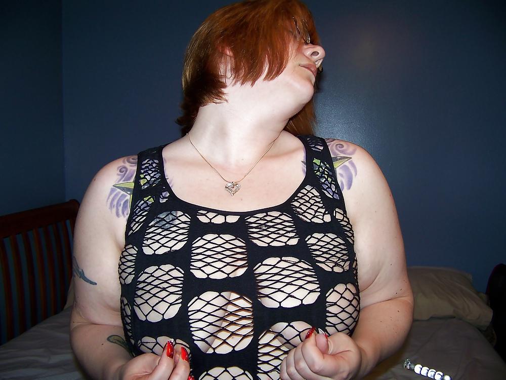 23P Sexy in Black Net Dress with Garter Hose and Glass Toy