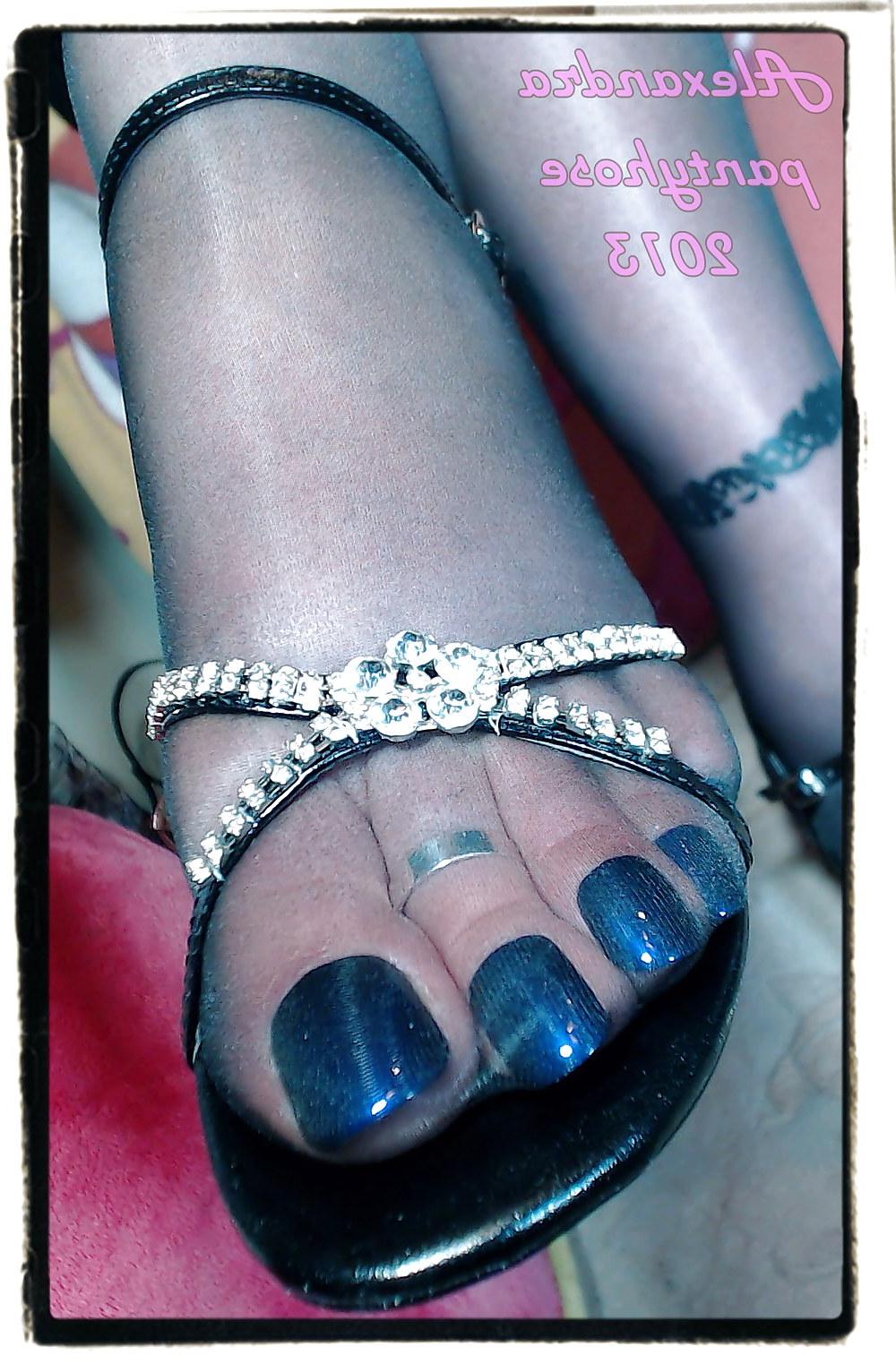 18P My legs and feet sandals pantyhose  blue nails collection 05
