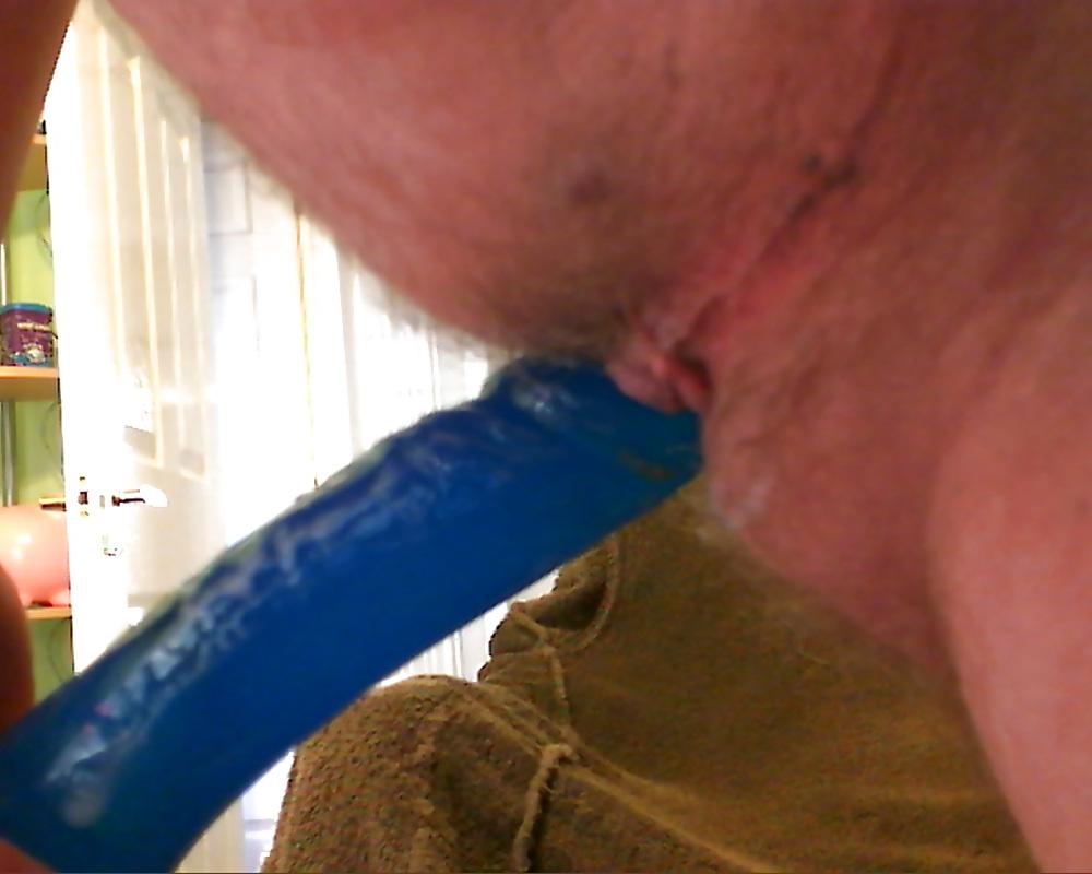 8P Blue rubber cock Vs my butt!