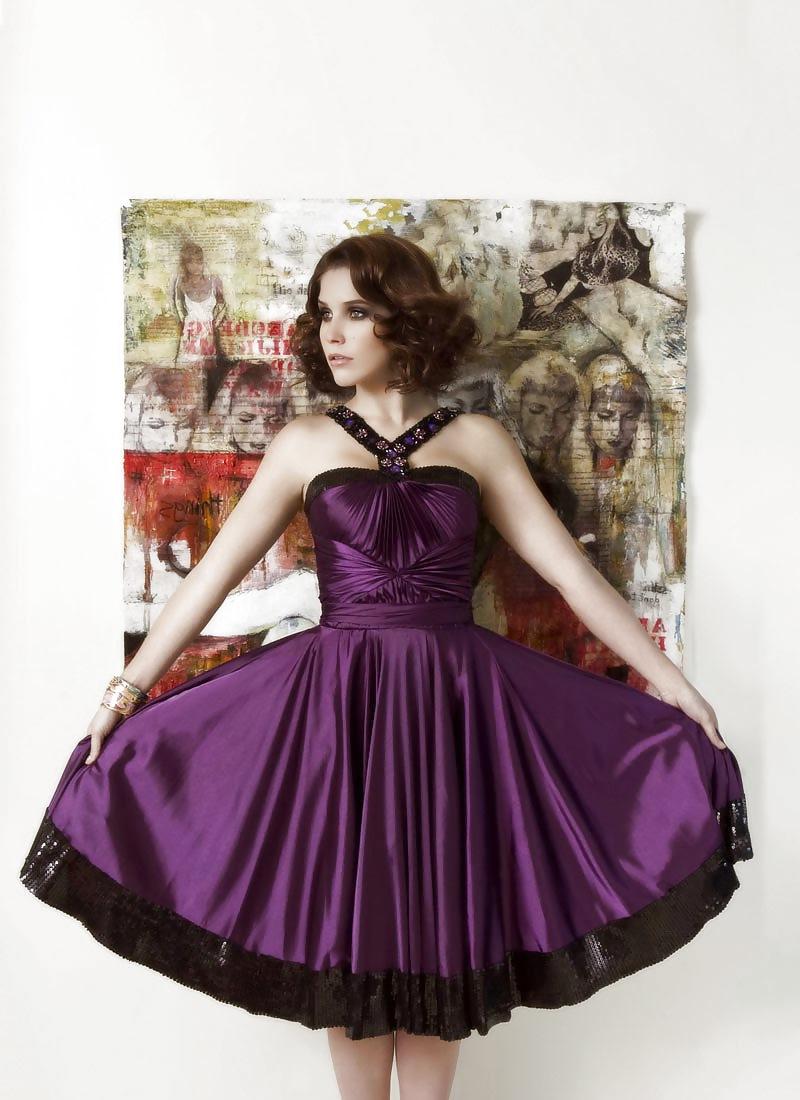 4P Sophia Bush - Purple & Blue Satin Dresses