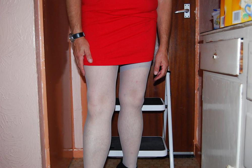 18P New outfit- red dress and hi heel ankle boots2
