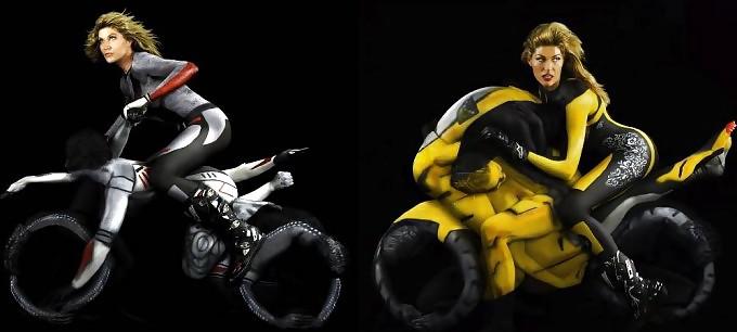 15P HUMAN MOTORCYCLES&CARS (BODY PAINTING TRINA MERRY&EMMA HACK)