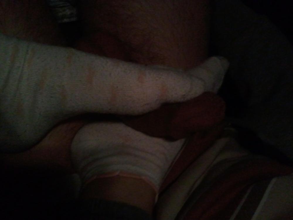 5P Footjob white socks