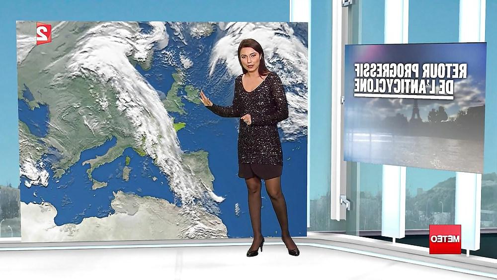 6P French nylon pantyhose weather girl Anais