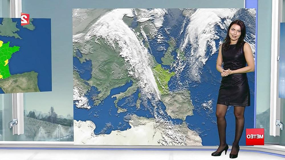 6P French nylon pantyhose weather girl Anais