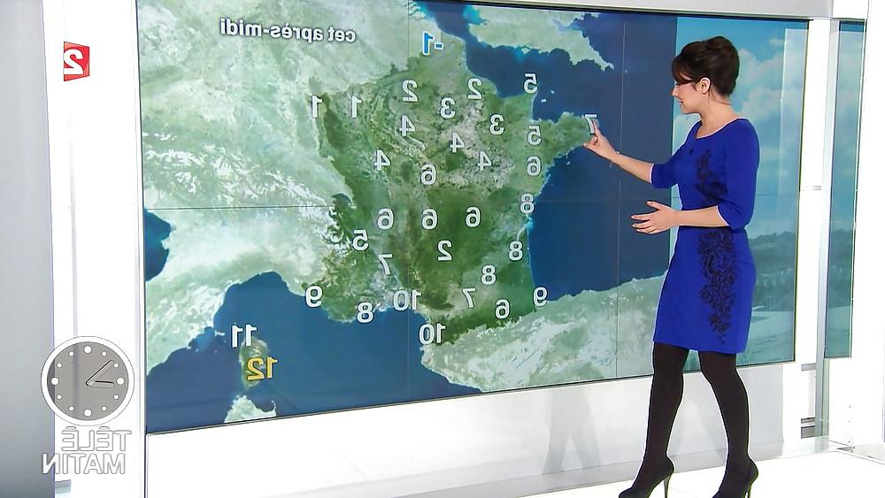 6P French nylon pantyhose weather girl Anais