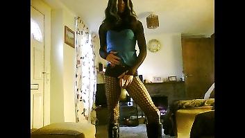 14P Crossdresser in blue minidress